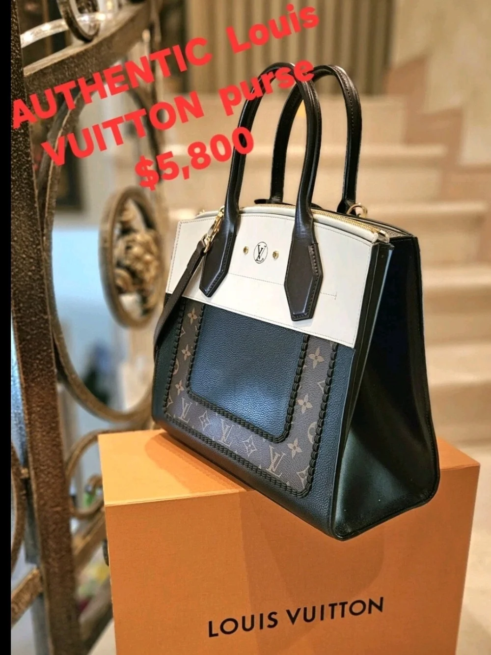 Authentic Rare LOUIS VUITTON City Steamer M55430 Handbag Shoulder White/BROWN/